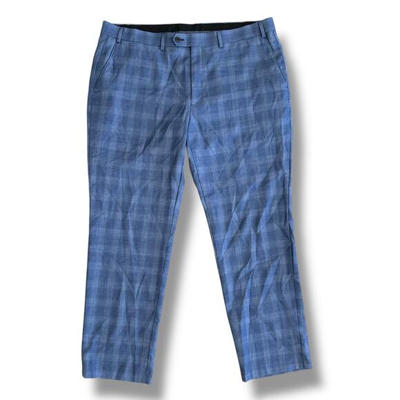 Lauren Ralph Lauren Blue Plaid Wool Blend Tailored Dress Pants 40x30 - Picture 1 of 9